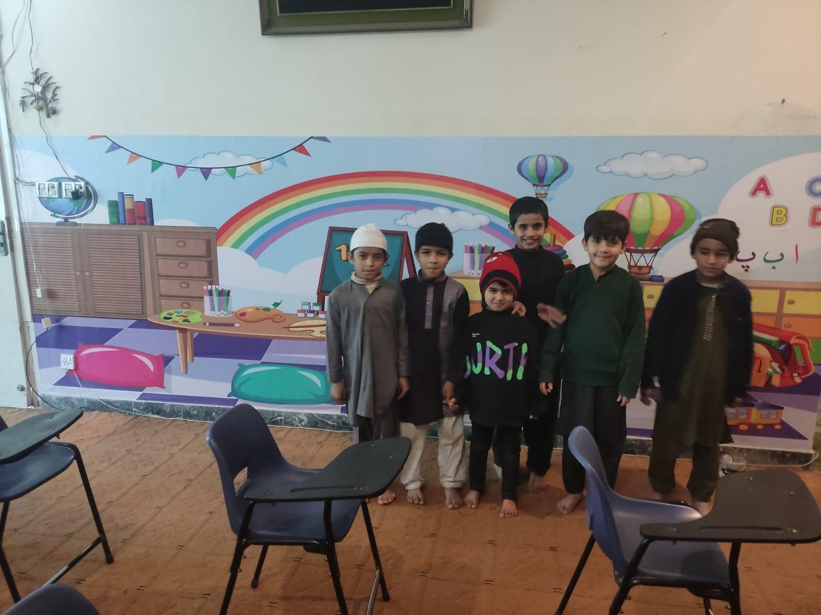 Children at Ashiana-e-Korang in their classroom